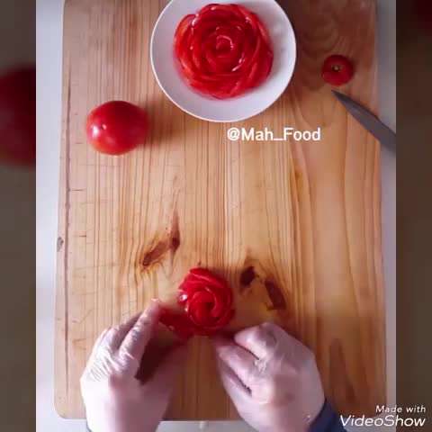 تصوير متحرك آموزش گل رز با گوجه